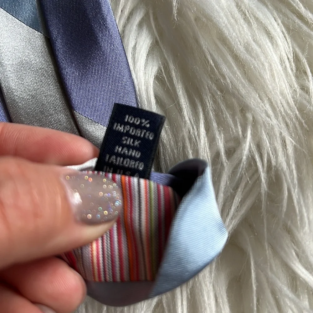 TED BAKER LONDON Blue  Stripe Silk Blend Tie - Picture 4 of 4